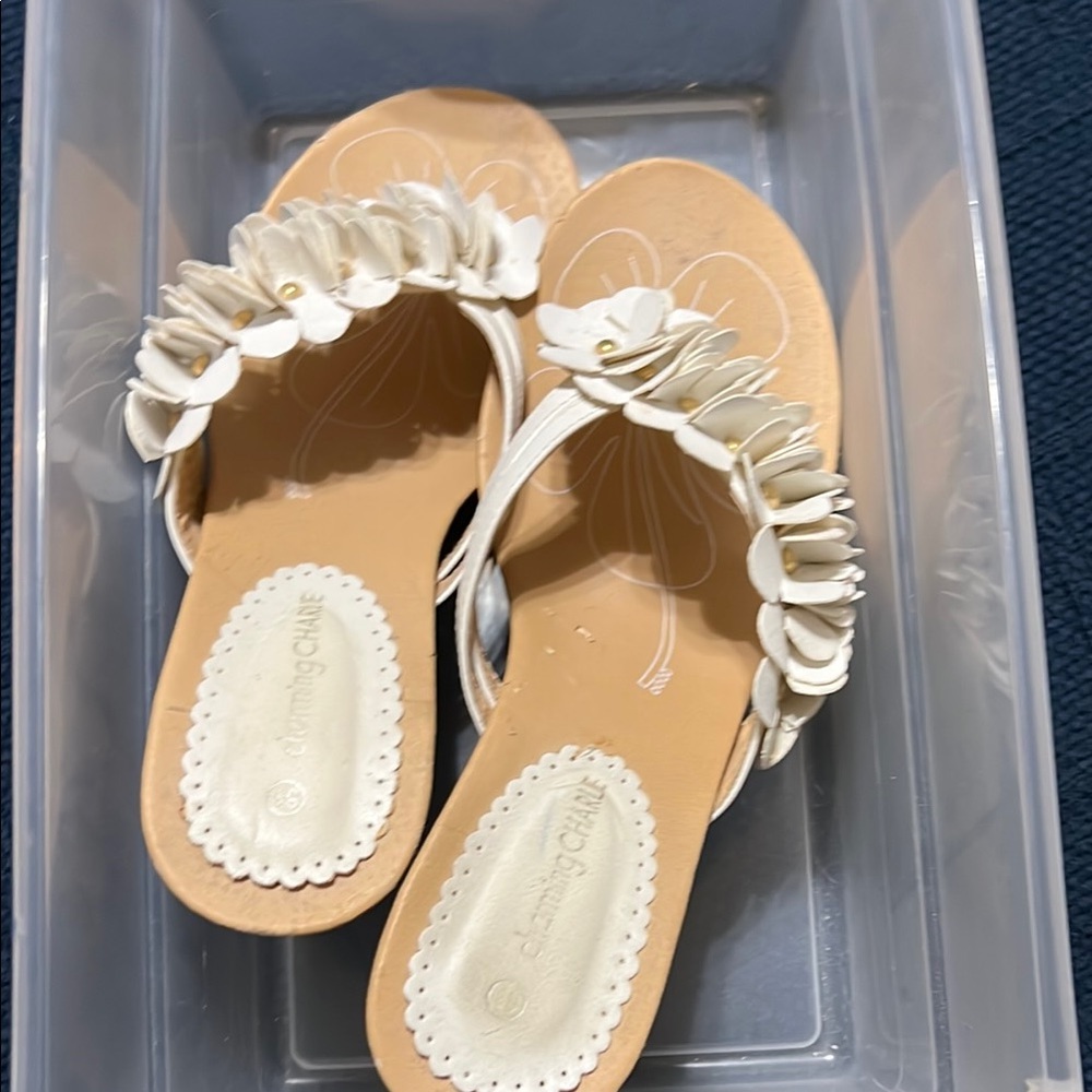 Charming Charlie White Floral Sandals